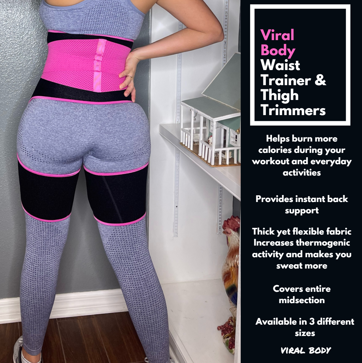  Viral Body Waist and Thigh Trimmer with Butt Lifter  Premium  3-in-1 Waist and Thigh Shaper (Pink, Medium) : Sports & Outdoors